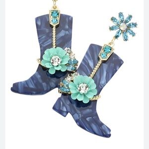 Giddy Up Earrings Blue and Turquoise Boot Earrings